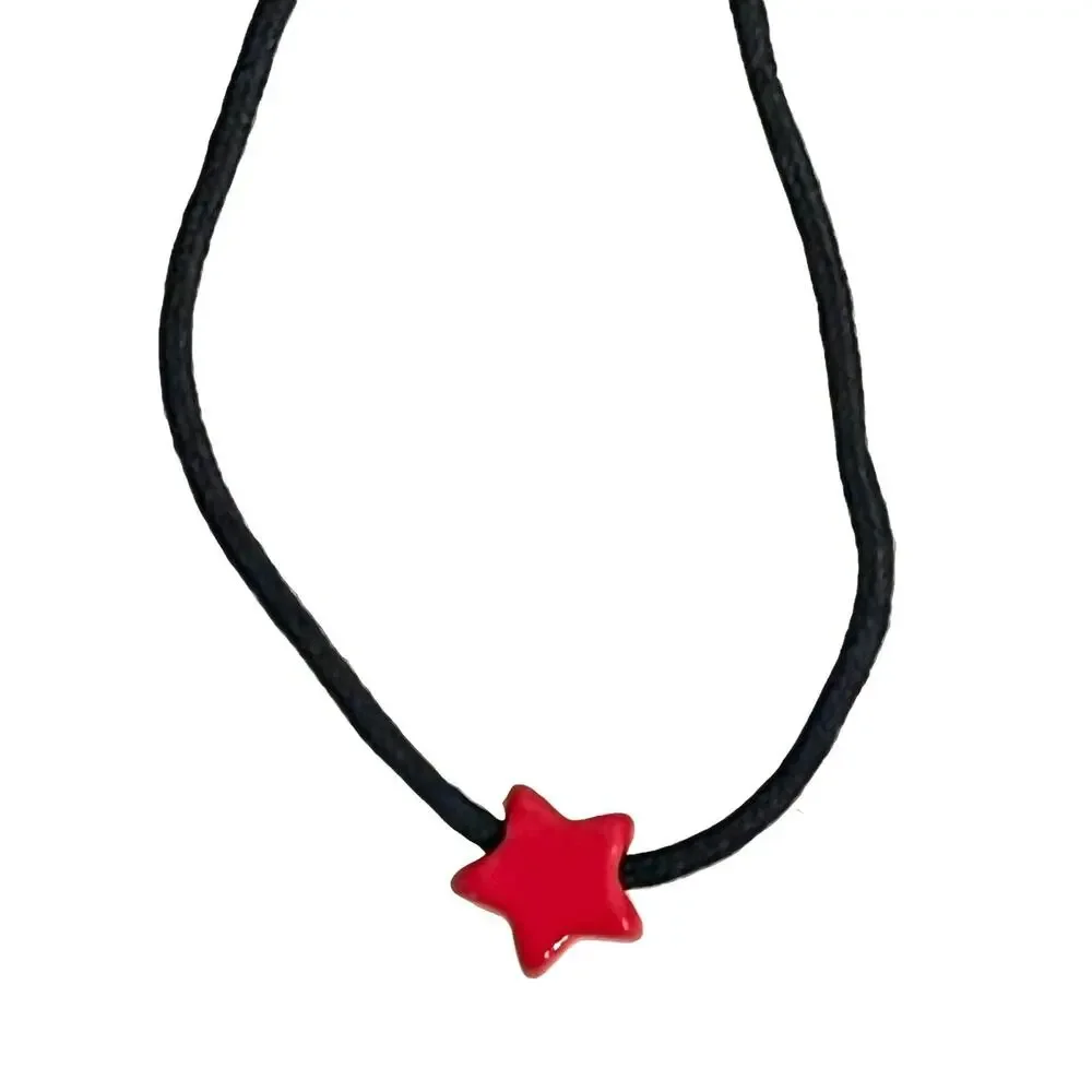 American Girl Luciana Meet Necklace Doll Jewelry Red Star Black Slide Knot Rope